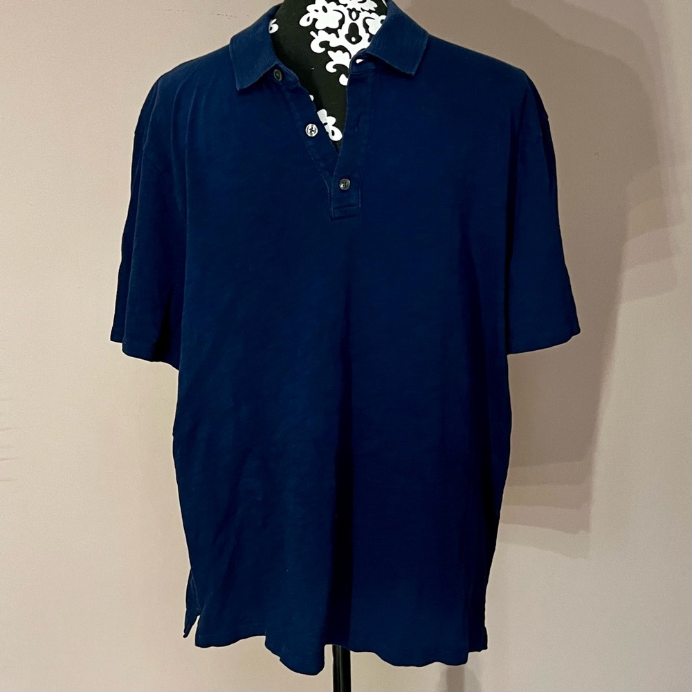 VINCE Men’s Luxury Slub Cotton Navy Polo Shirt